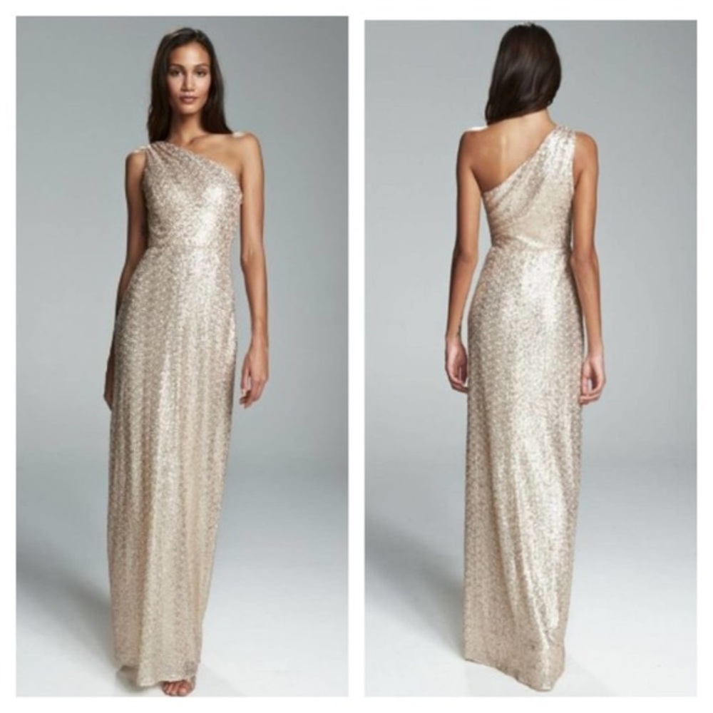 AMSALE Leona Rose Gold Sequin Bridesmaids or Party Dress (G976Q)